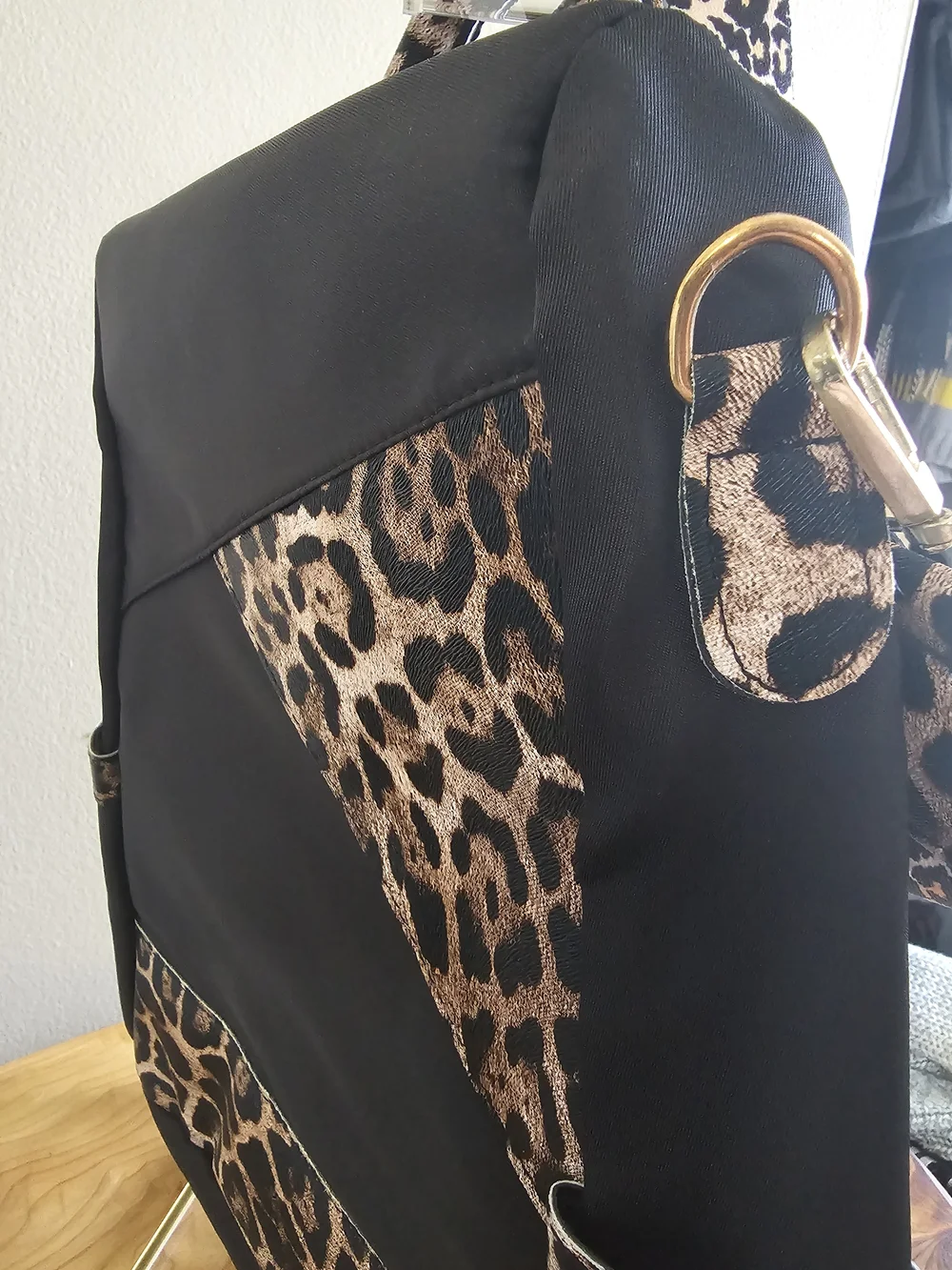 Leopard Accent Black Women's Backpack Bag NWOT